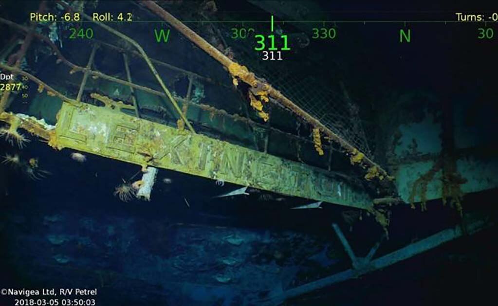 magen cedida por el multimillonario Paul Allen que muestra los restos del portaaviones estadounidense USS Lexington, hundido en la batalla del Mar de Coral, en la Segunda Guerra Mundial. Foto: EFE/R/vPetrel