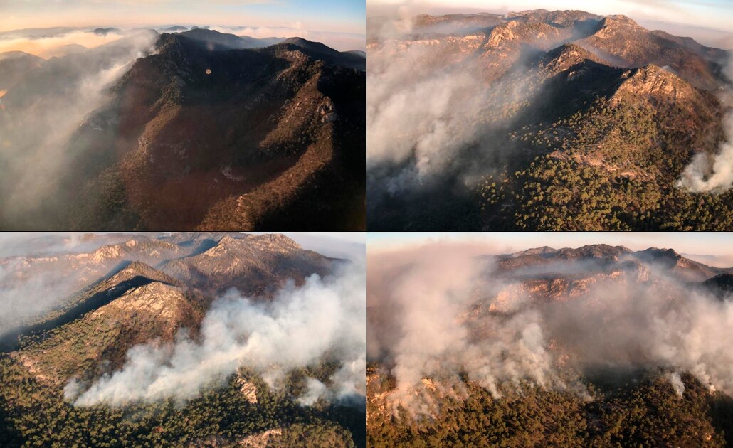Continúan trabajos para combatir incendio en Sierra de San Miguelito