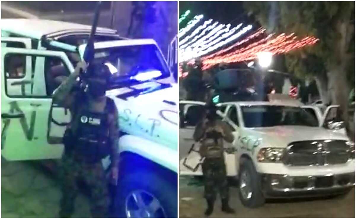 Fiscalía de SLP investiga video de presuntos miembros del Cártel Jalisco luciendo armas en Mexquitic. Fotos: Capturas de video