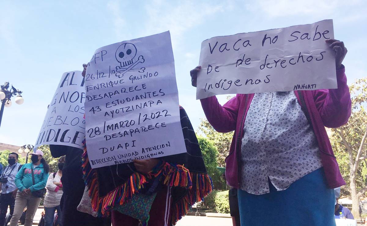 Protestan grupos indígenas en capital de SLP; acusan al ayuntamiento de discriminación