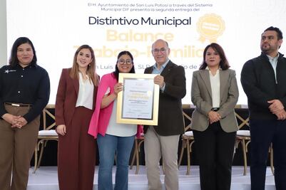 Capital de SLP otorga a 45 empresas distintivo "Balance Trabajo-Familia"