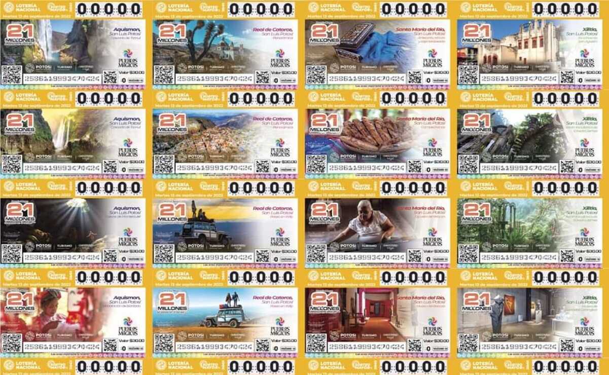 Bellezas de los pueblos mágicos de SLP se lucen en los billetes de la Lotería Nacional. Foto: Especial