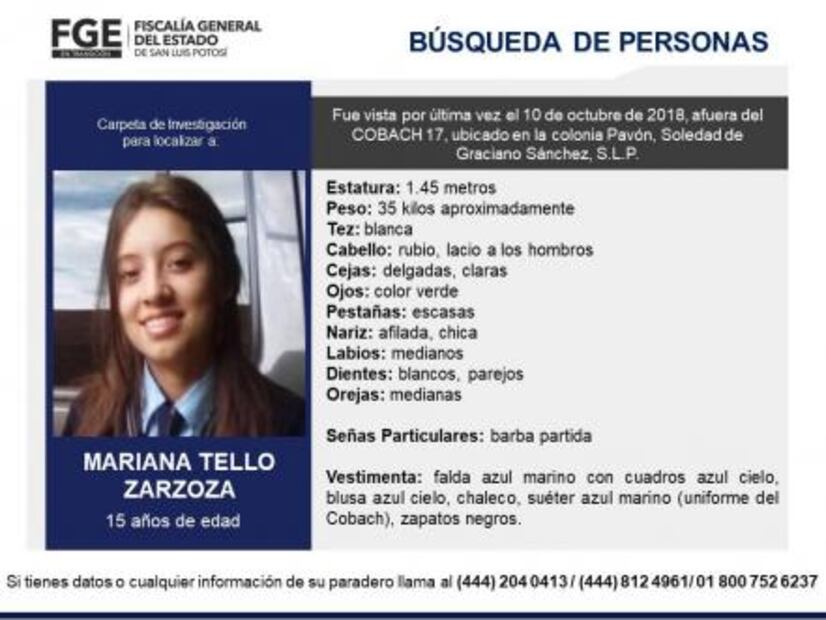 Buscan a estudiante Mariana Tello