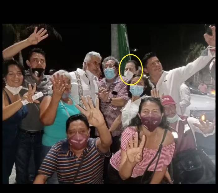 Foto subida por un usuario de redes sociales. En el círculo, Teodoro Vázquez Barrera, El Gerry