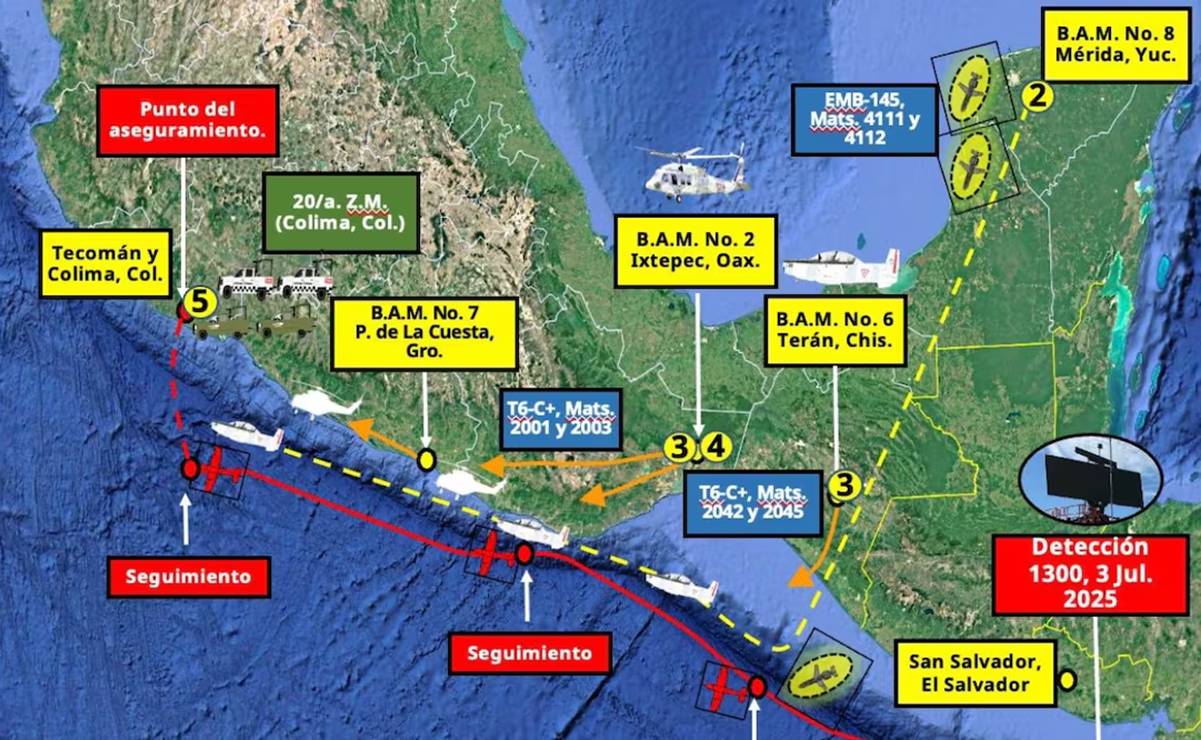 Narcovuelo enfrenta a Bukele con Harfuch; cruzan tuits con versiones de la ruta