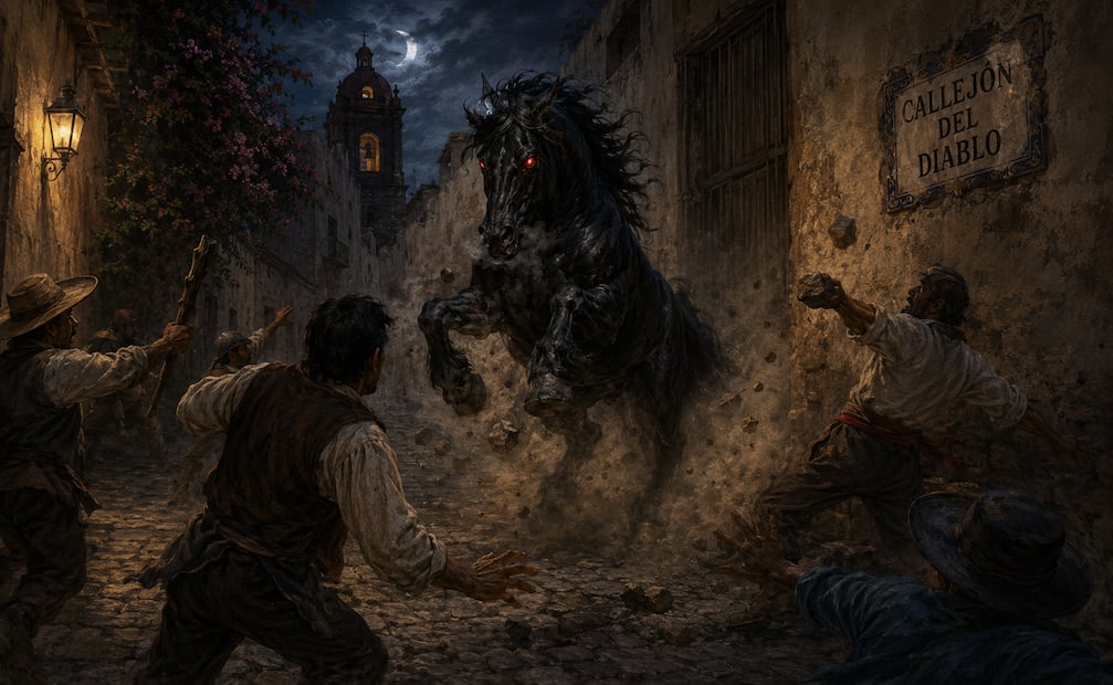 Leyenda del Callejón del Diablo en San Miguelito. Foto: Ilustración creada con IA en Chat GPT.