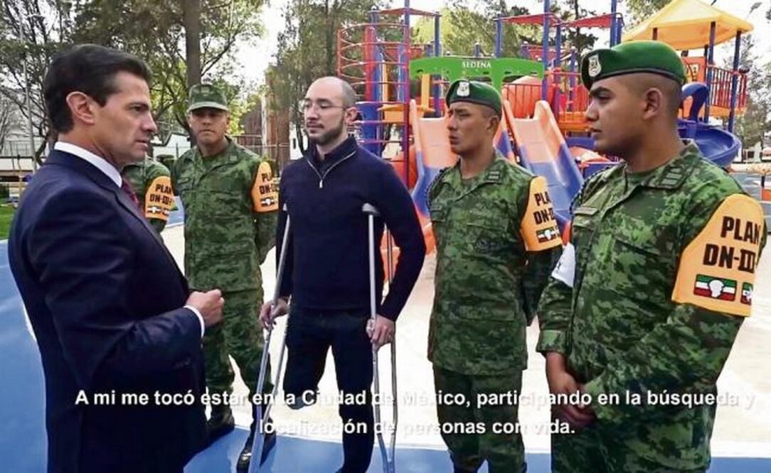 Presidencia difundió ayer en redes sociales el encuentro que tuvo el presidente Enrique Peña Nieto con soldados que ayudaron luego del temblor del 19 de septiembre y con víctimas, en el marco del Día del Ejército. (TOMADA DE VIDEO)