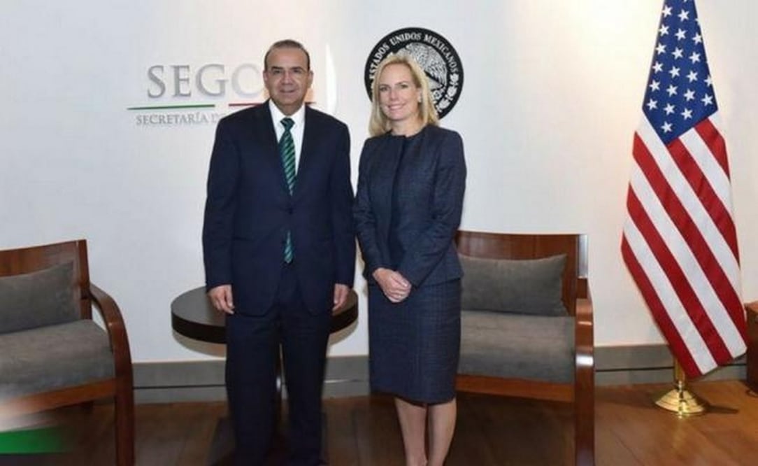 Alfonso Navarrete Prida se reunió con Kirstjen Nielsen. Foto: @SEGOB_mx