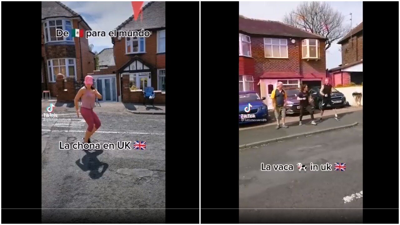 TikTok: Mexicana en Inglaterra pone a sus vecinos a bailar La Chona y se hace viral