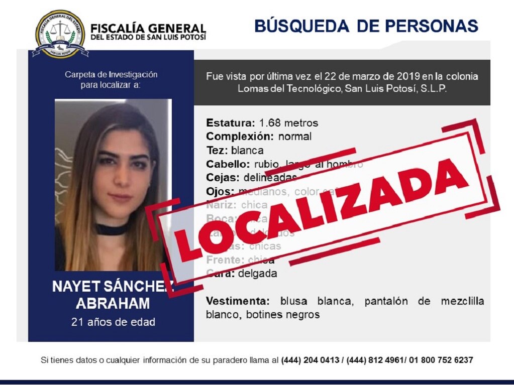 Localizan a joven desaparecida en 'Lomas del Tec'