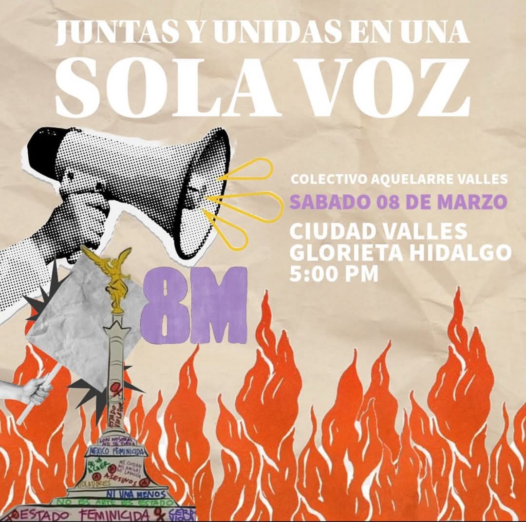 Convocatoria a la marcha del 8M en Ciudad Valles, SLP.