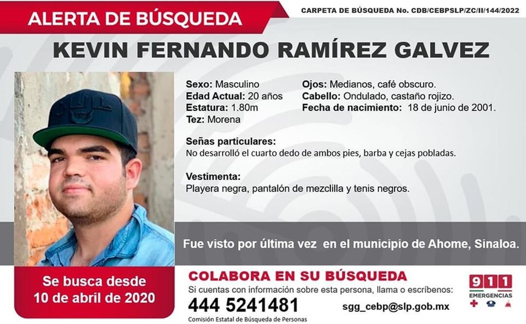 Confirman Rastreadoras de Sinaloa que joven en situación de calle en SLP no es Kevin Ramírez. Foto: Especial