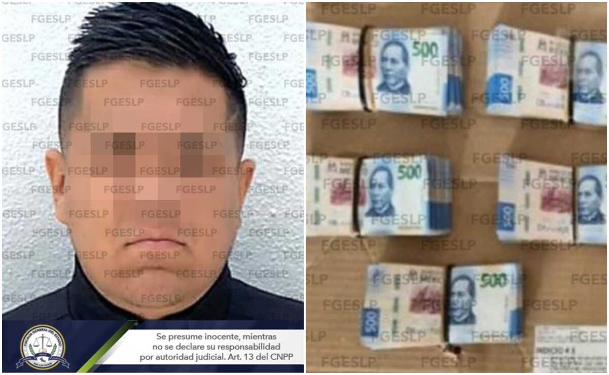 Detienen a presunto expolicía municipal de Villa de Reyes con 245 mil pesos en efectivo. Fotos: Especiales