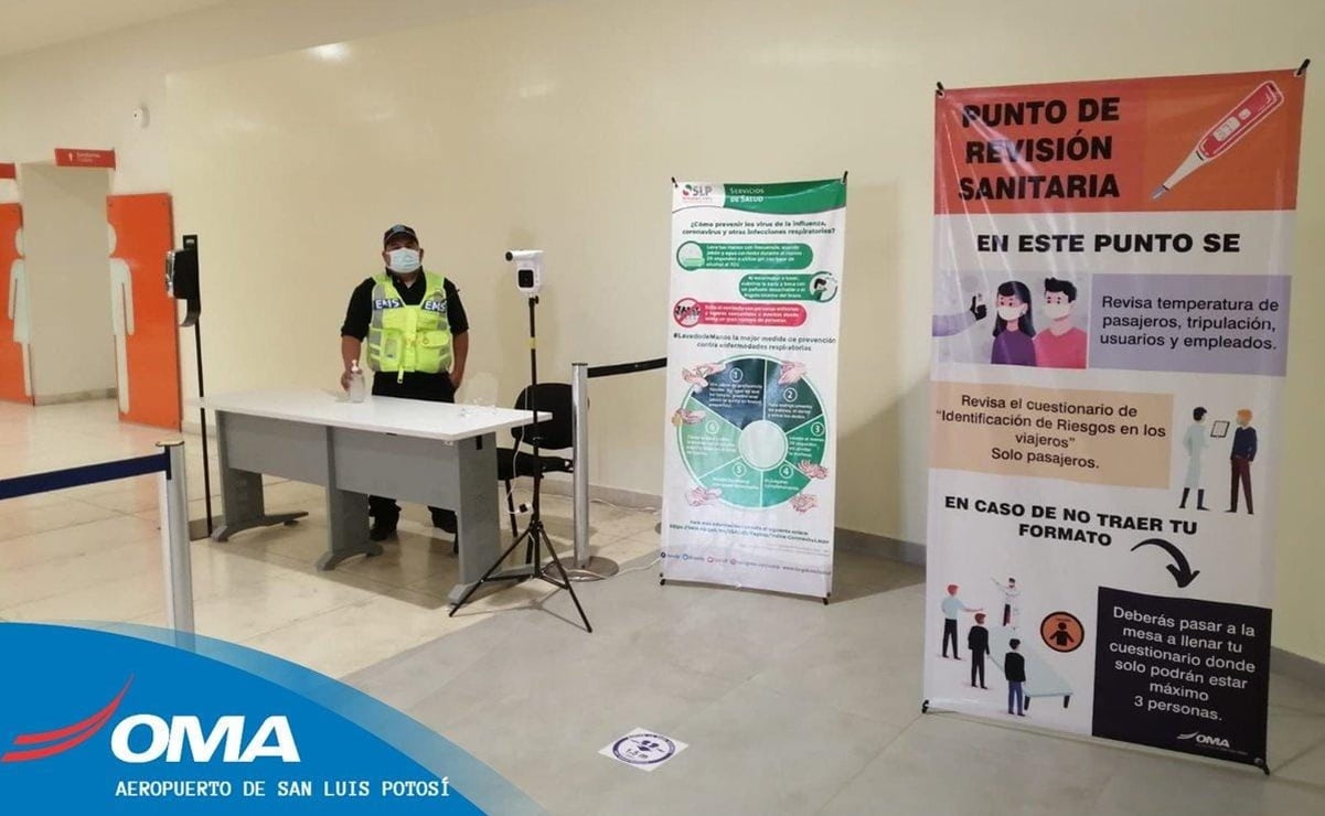 Tras recomendaciones hechas por Salud estatal, aeropuerto de SLP refuerza medidas sanitarias