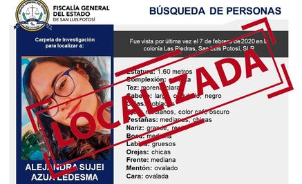 Localizan sana y salva a Alejandra Sujei 