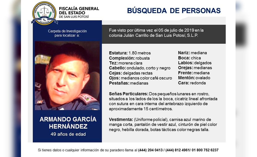 Desaparece policía estatal