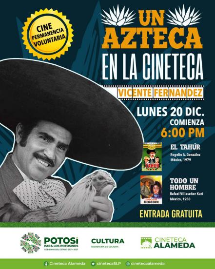 Cineteca de SLP proyectará películas de Vicente Fernández este lunes; la entrada será gratuita