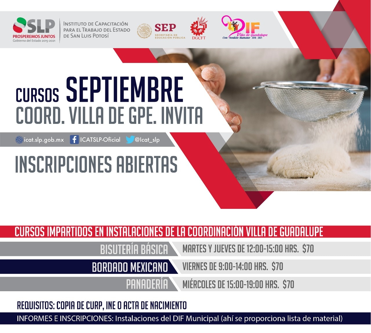 Icat invita a cursos en Villa de Guadalupe y Villa de la Paz