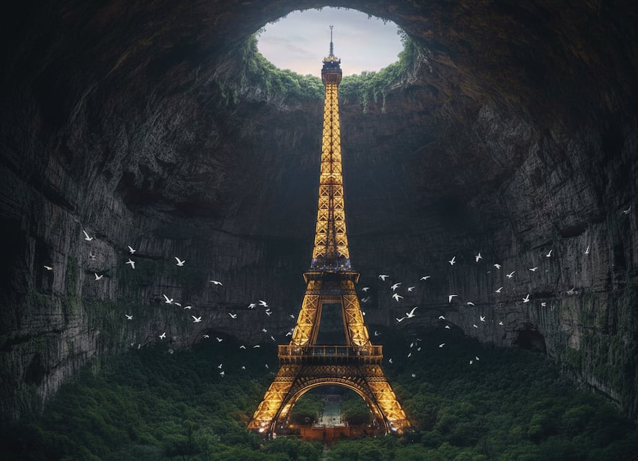 Así de inmenso es el Sótano de las Golondrinas. Foto: Imagen generada con inteligencia artificial, Open IA