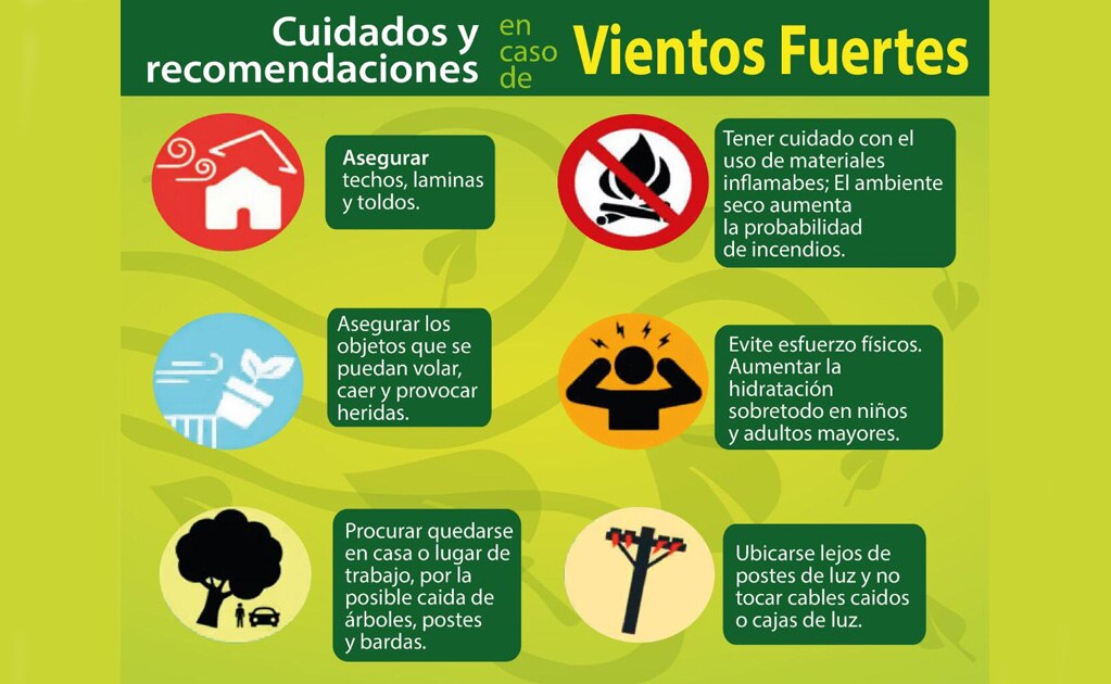 Emiten recomendaciones ante fuerte vientos 