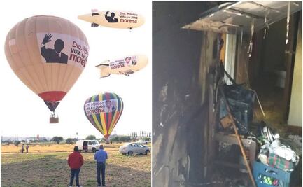 Publicidad política que cae de globo, la presunta causa de incendio en casa de SLP
