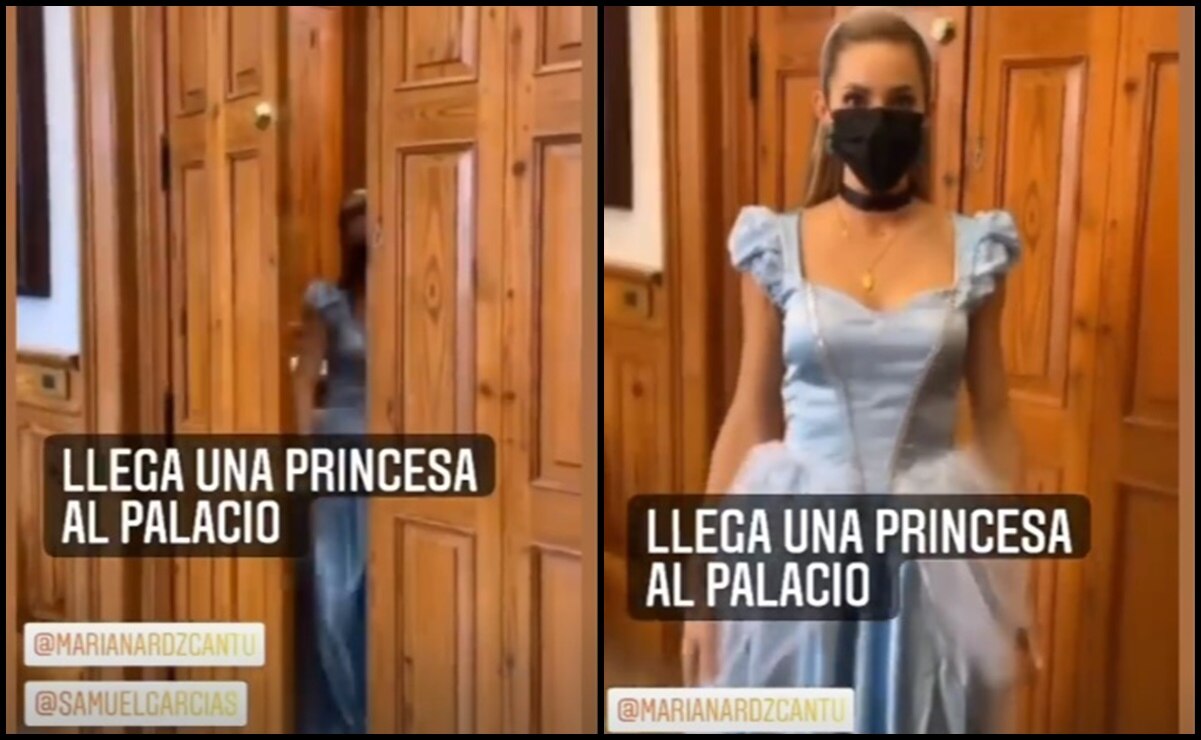 “Llega una princesa al Palacio”: Mariana Rodríguez se disfraza de Cenicienta