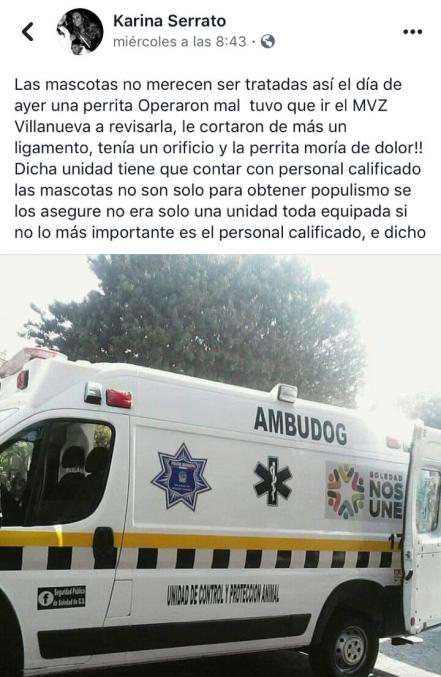Denuncian negligencia en “AMBUDOG”