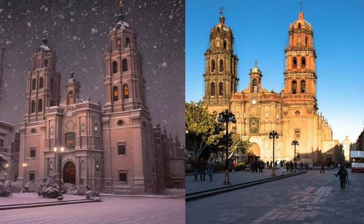 Imagen creada con IA que simula nieve en la capital de SLP