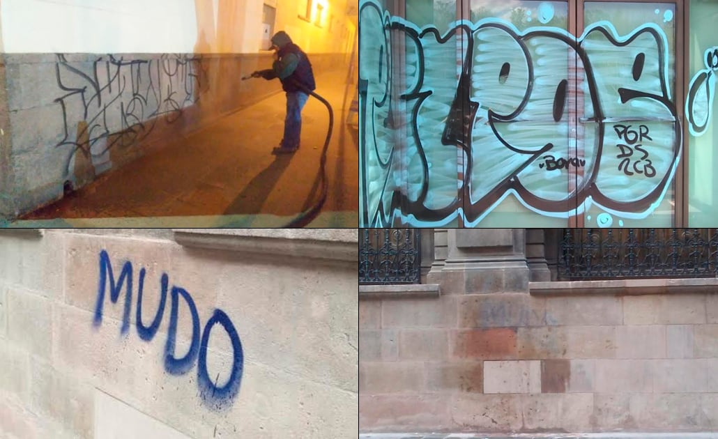 Retiran graffitis de Centro Histórico de SLP