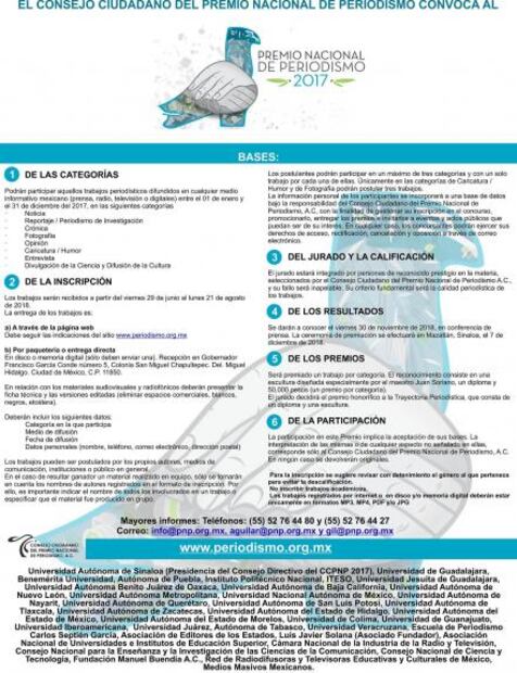 Convocan a participar en el Premio Nacional de Periodismo 2018