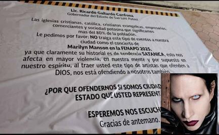 Sigue polémica por Marilyn Manson: Lona en puente de SLP exige cancelar su concierto en la Fenapo 2025