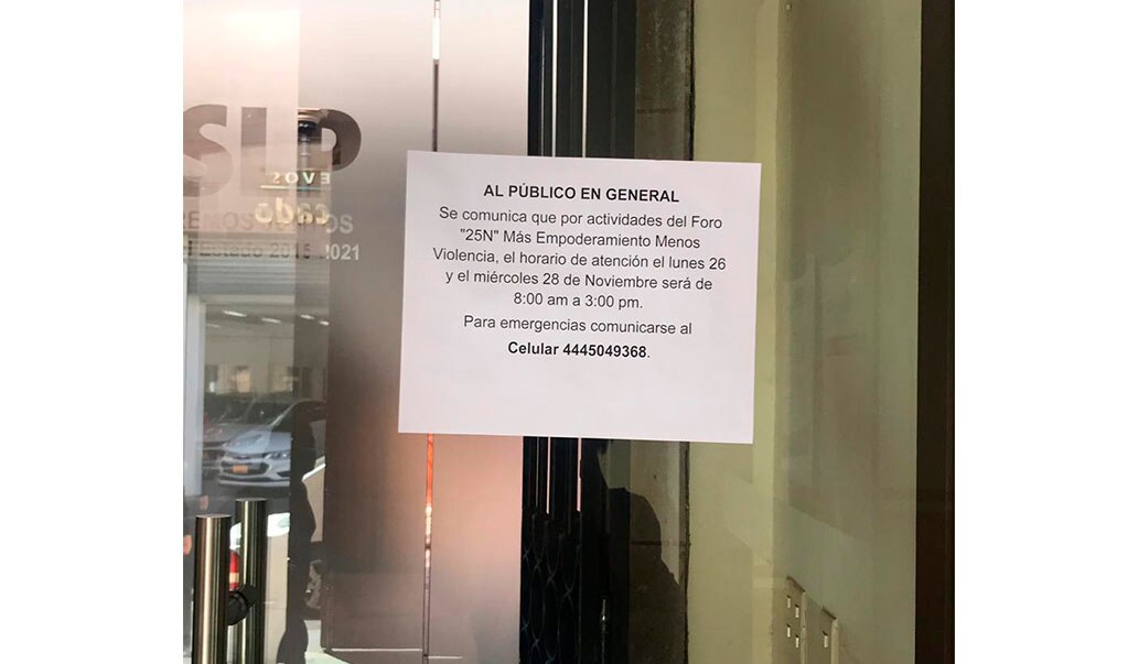 Por “25N”, recortan horario en Centro de Justicia para Mujeres