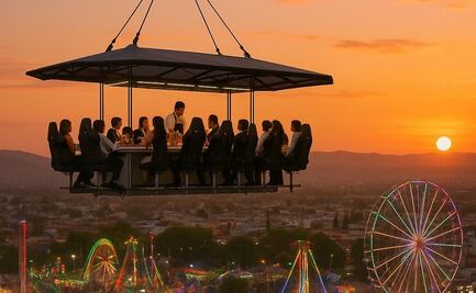 FOTOS: Así se vería el restaurante suspendido en el aire de la Fenapo 2025, según la IA 