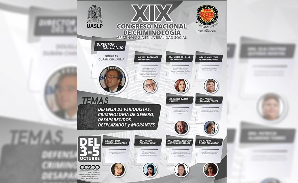 La UASLP será sede del Congreso Nacional de Criminología