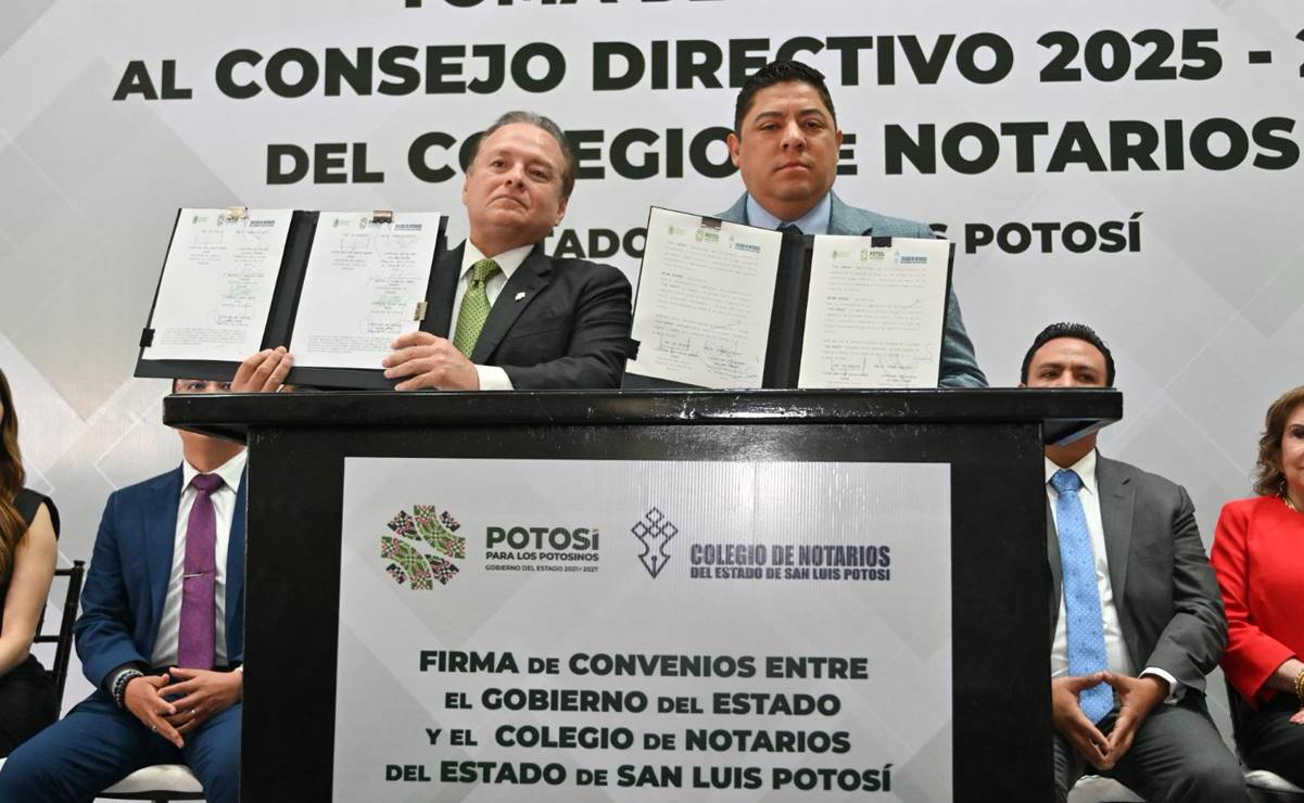 Gallardo firma convenio con notariado de SLP para dar beneficios a bomberos, policías, ejidatarios y más