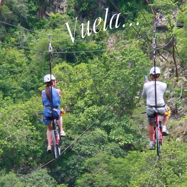 Skybike en el paraje de las cascadas Micos. Foto:FB@San Luis Potosí Turismo