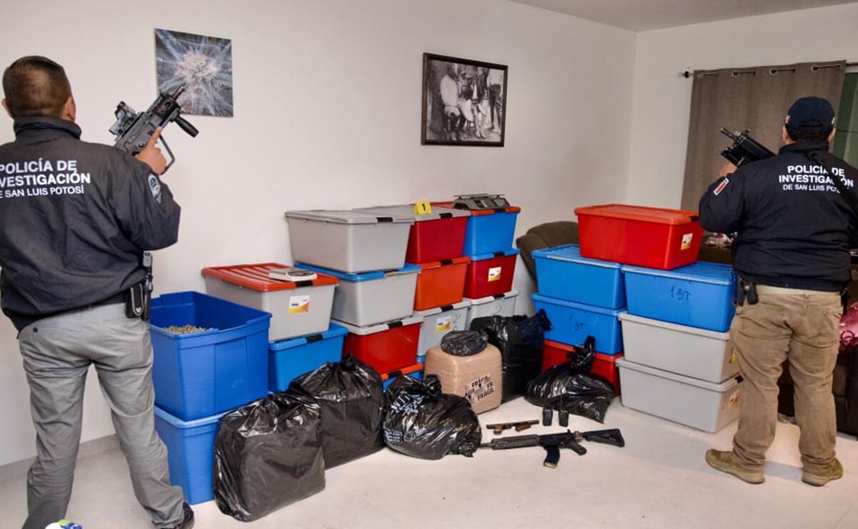 El cateo se realizó en un domicilio del fraccionamiento Los Lagos, en Villa de Pozos. Foto: Especial