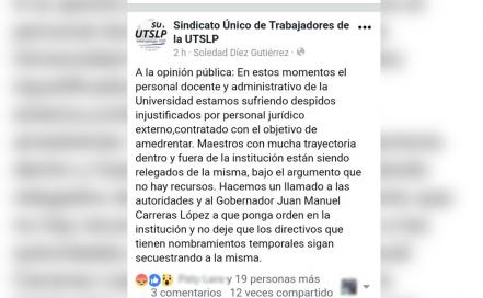 Denuncian despido masivo de maestros en la UT