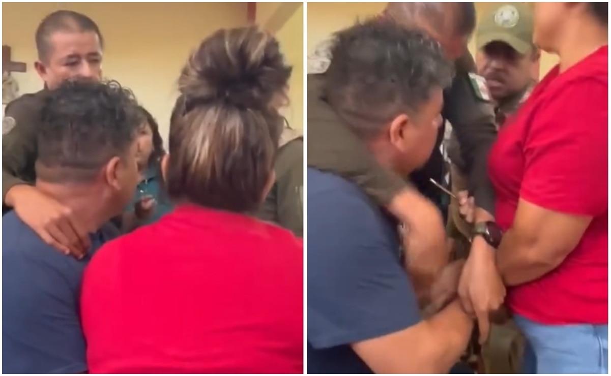 Guardia Civil intenta realizar una detención al interior de una iglesia en Rioverde, SLP. Foto: Capturas de video