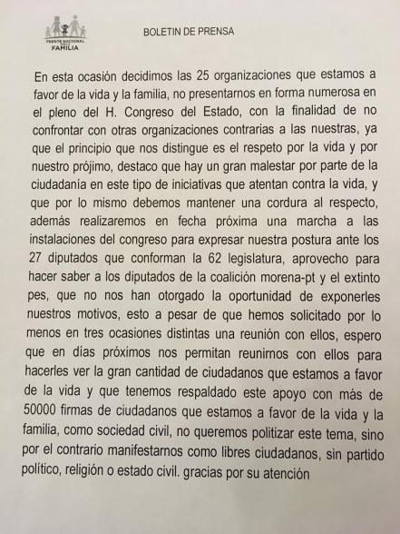 Organizaciones defienden su postura ante ley que permite el aborto