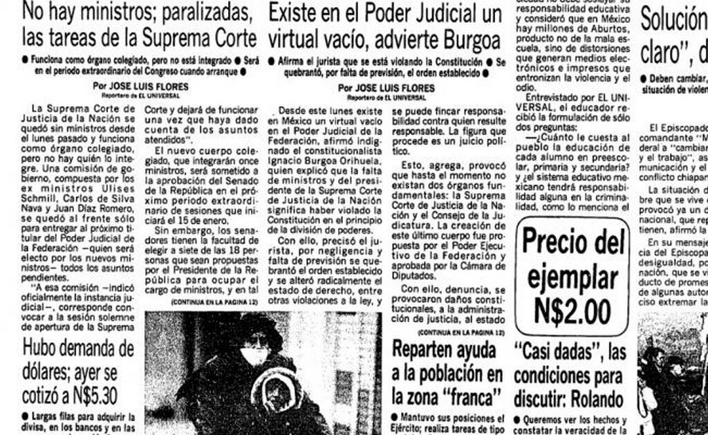 Foto: Primera plana de EL UNIVERSAL