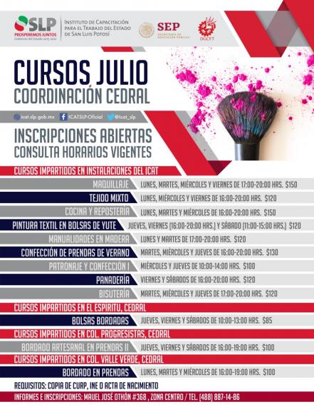 ICAT impartirá cursos en Cedral y Matehuala