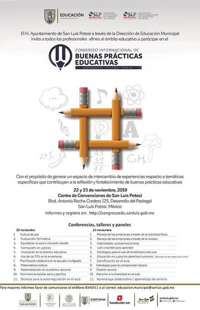 Celebrarán en SLP “Congreso Internacional de buenas prácticas educativas”