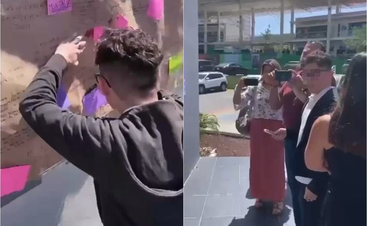 VIDEO. Joven quita su nombre de tendedero de acosadores en escuela de SLP. Foto: Especial