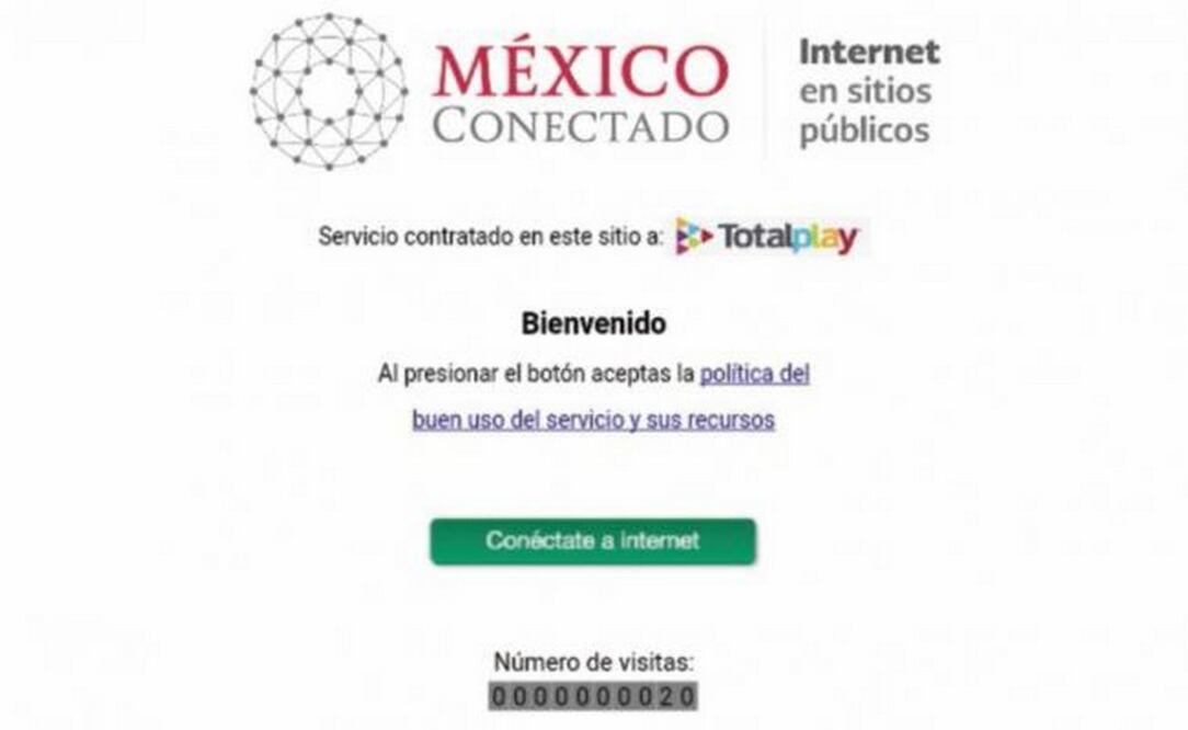 Para acceder a la red México Conectado sólo se requiere pulsar el botón de ingreso, sin necesidad de proporcionar datos personales (TOMADA DE INTERNET)