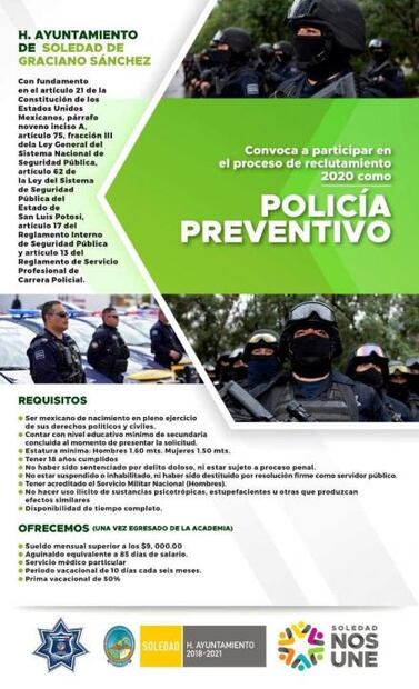 ¿Quieres ser policía? El municipio de Soledad te está buscando