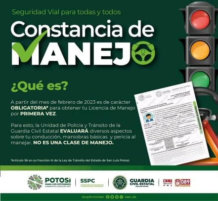 Examen y constancia de manejo serán obligatorios para obtener la licencia en SLP 