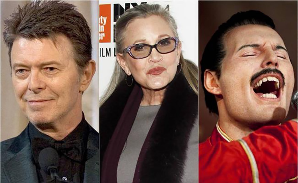 ¿Carrie Fisher tuvo romances secretos con David Bowie y Freddie Mercury?