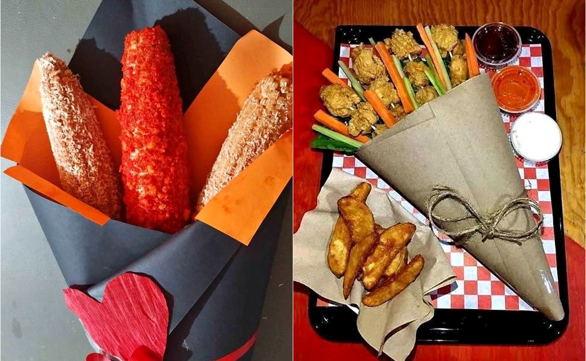 ¡Adiós a las flores en el Día del Amor! Llegan los ramos de alitas y elotes para el 14 de febrero en SLP. Foto: Especial