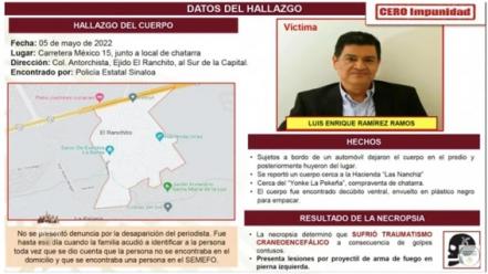 Ya se tienen identificados a los autores de los asesinatos de periodistas en Veracruz y Sinaloa: SSPC